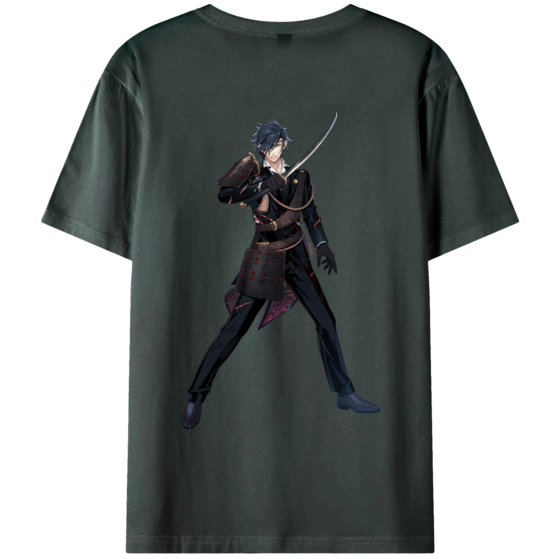 （画像用） 刀剣乱舞 Touken Ranbu 綿100％ メンズ半袖Tシャツ（バックプリント） 通気性